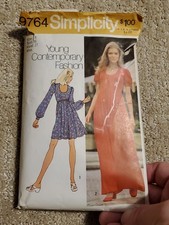 Pullover Dress Cafton 9764 70s Simplicity Pattern Misses Jiffy Sz 14 Complete