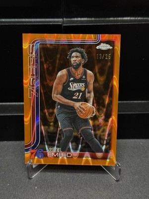 JOEL EMBIID 2025-26 Topps Chrome Update #42 Orange Ray Wave Refractor /25  76ers
