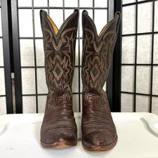 Vintage Tony Lama 70s Exotic Genuine Lizard Cowboy Western Style Boots Mens Sz 8