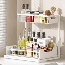 Under Kitchen Sink Organizers and Storage Pull Out 2 Tier Metal Bathroom Cabi...