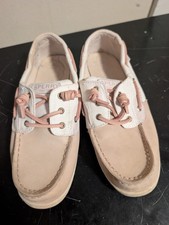Girls SPERRY Youth Kids Top Sider Songfish 5M Boat Shoes Beige Tan Pink GREAT