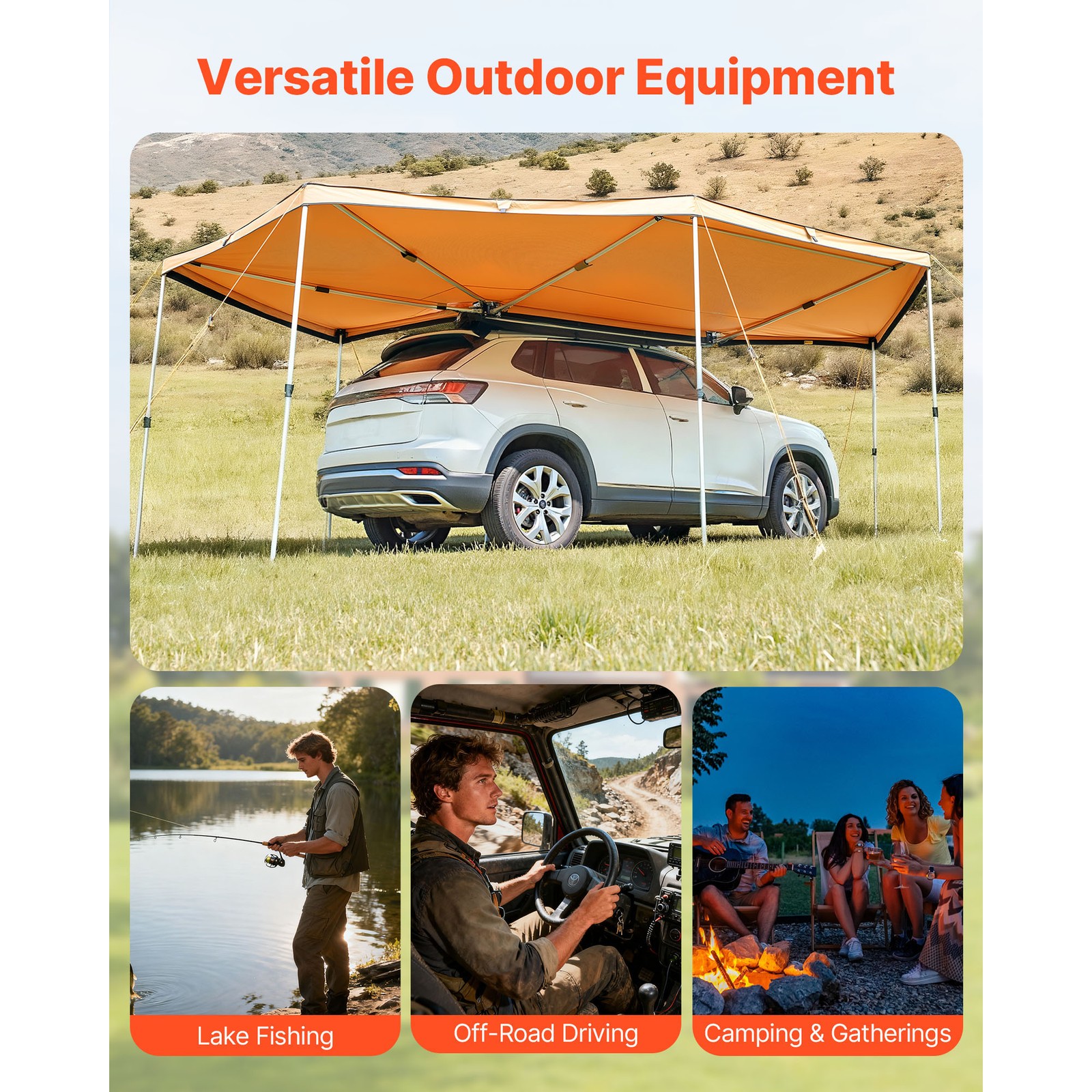 Uimoso 270° Vehicle Awning, 133 sq.ft, Waterproof, UV50+ Protection, Driver Side