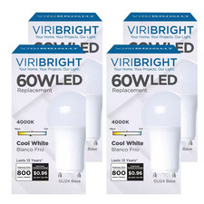 60-Watt Equivalent A19, 9-Watt GU24 Bi-Pin Base LED Light Bulbs 4000K 4-Pack 