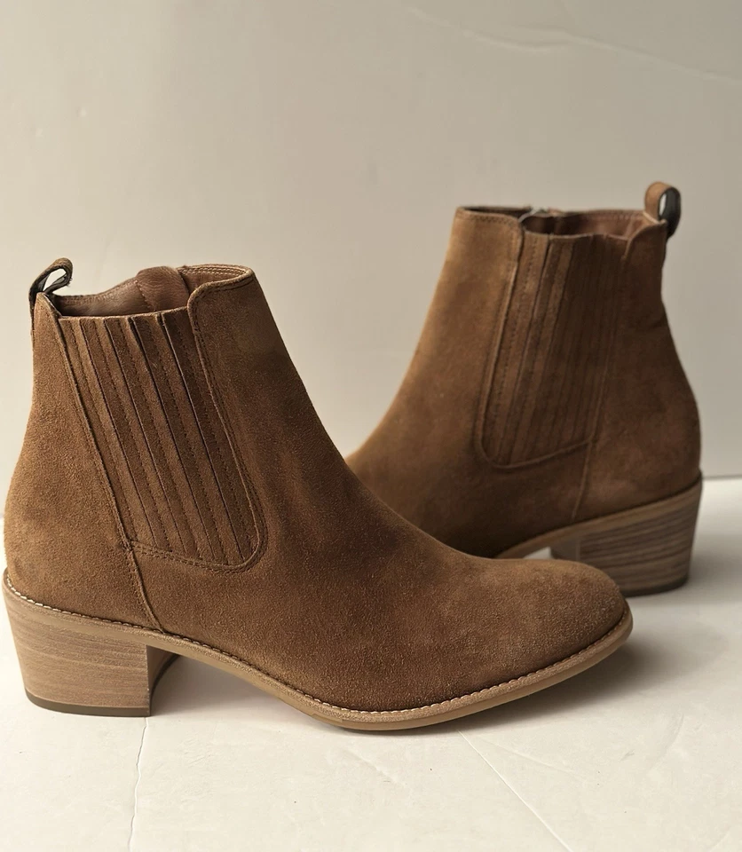 Paul Green Sante Zip Ankle Booties Size US 9M Brown Suede Western NEW $520 - Image 2 of 4