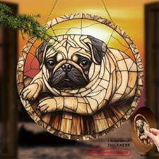 Cute Pug Hanging Decoration 8x8 Bohemian Pet Lover Gift