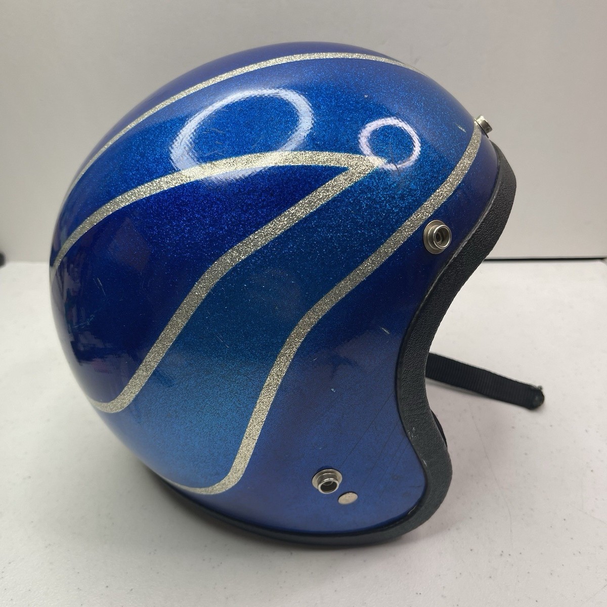 Vintage Sterling Pro Blue Flake Snowmobile/Motorcycle Helmet, Size