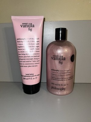 Philosophy Sweet Vanilla Fig Body Wash 480ml & Lotion Set Hydrating Cruelty-Free