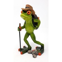 Dekofigur Wanderer Frosch H.17 Cm HellgrüN Formano Froschhausen