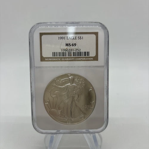 1991 $1 Silver Eagle MS-69 NGC Brown Label