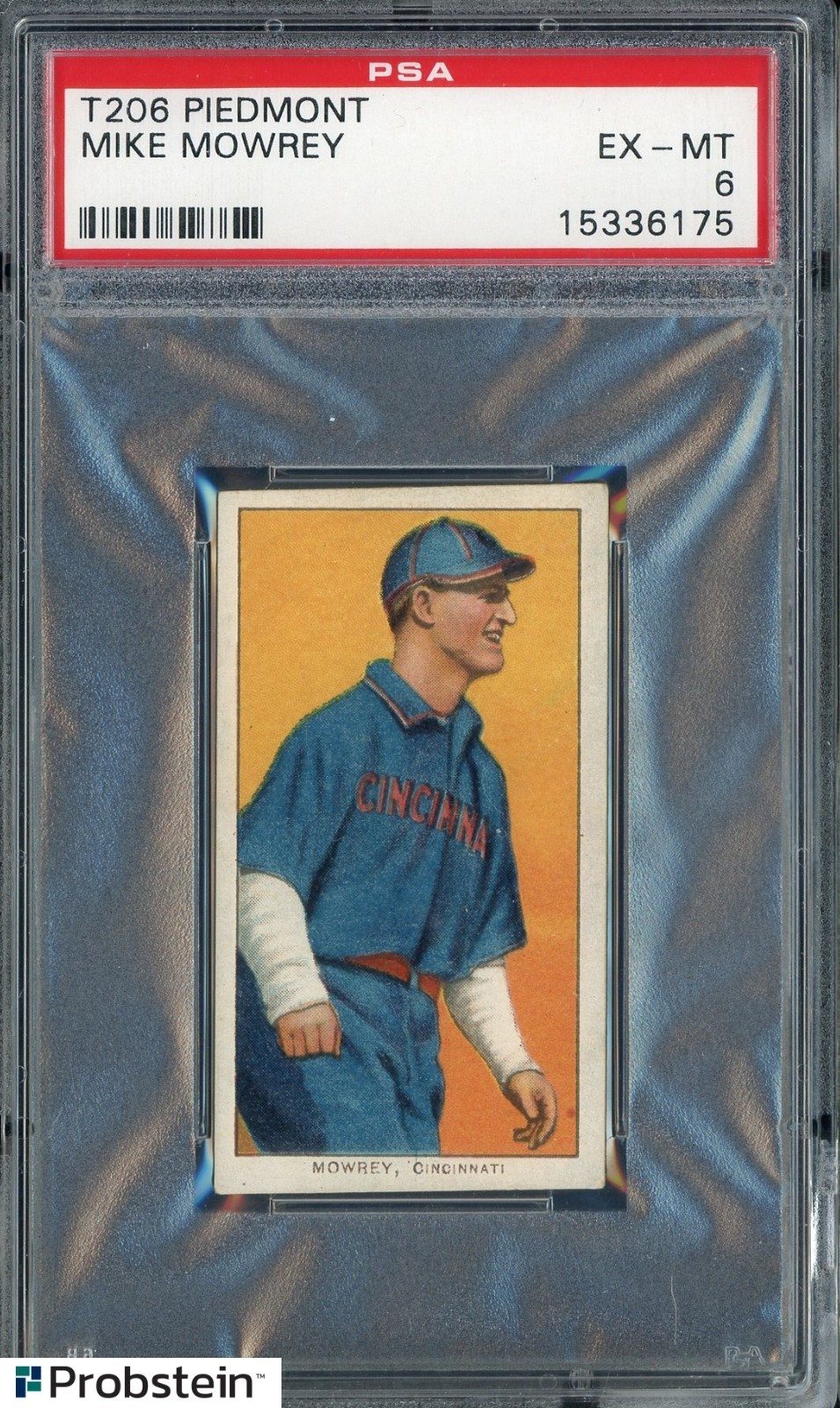 T206 Mike Mowrey Cincinnati Piedmont 350 Subjects PSA 6 EX-MT view 1