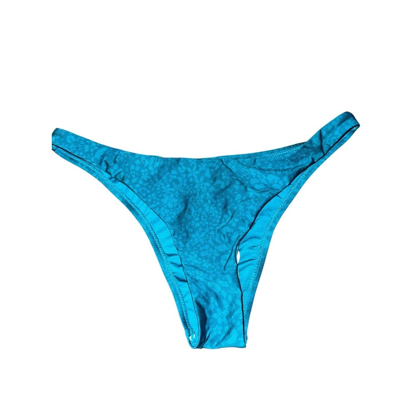Turquoise Floral-Textured Bikini Bottom - Women's Swimwear