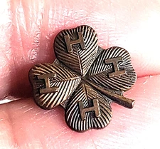 Vintage Leavens 4-H Clover Club Copper Pin 9/16"