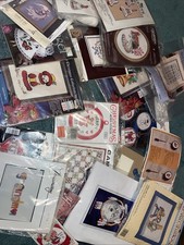 Huge Lot Of 23 Vtg Craft Misc Cross Stich Embroidered Kits