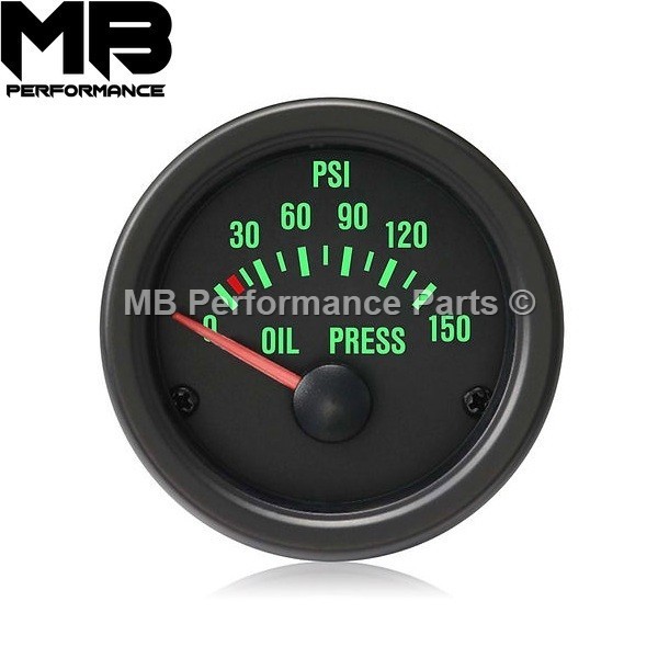 52mm Green Traditional Black Face Oil Pressure Gauge – PSI