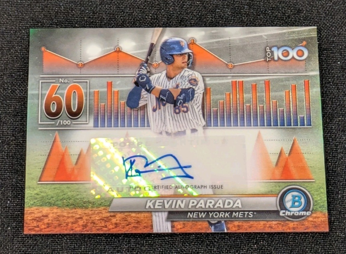 2024 Bowman Chrome Kevin Parada AUTO /99 Scouts Top 100 ROOKIE Refractor RC Mets