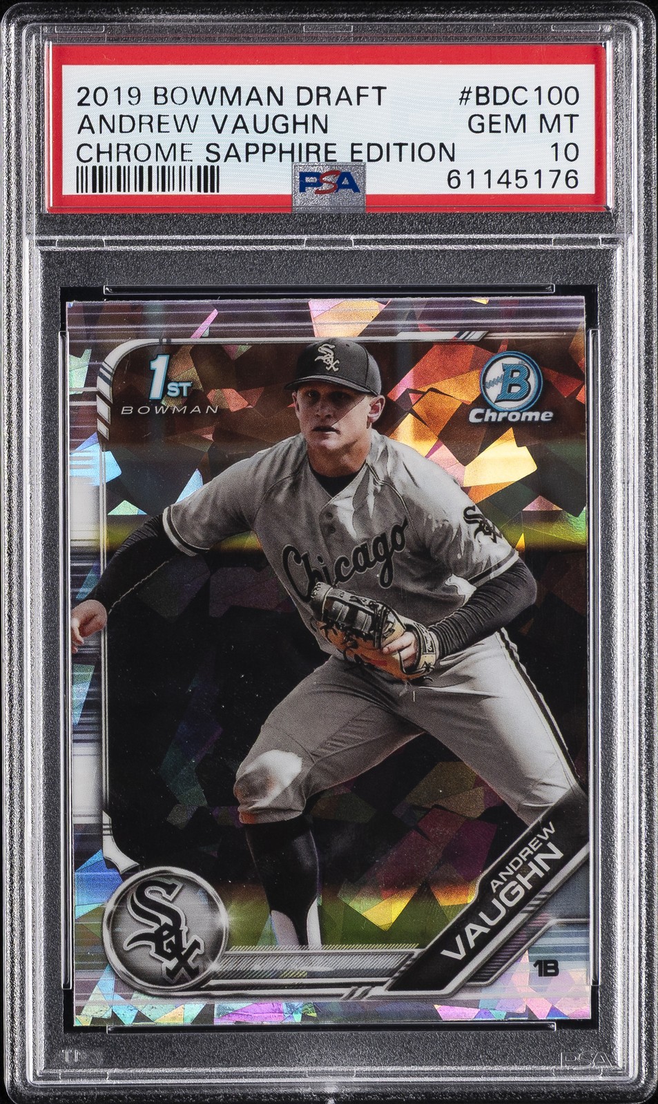2019 BOWMAN DRAFT CHROME SAPPHIRE ED #BDC100 ANDREW VAUGHN PSA 10