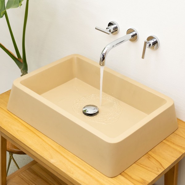 Steinwaschbecken 60 Cm Creme Aus Terrazzo Naturstein Wohnfreuden-image