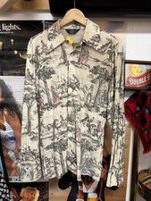 Vintage 1970s Shirt  One Acetate Artwork Button Up Shirt Size Large