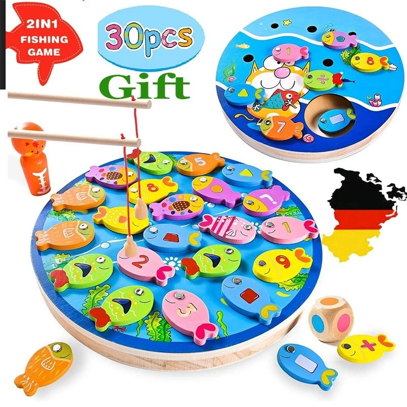 Holz Fische Angeln Spiel Holzspielzeug Motorik Spielzeug für Kinder ab 2 3 Jahre - Bild 2 von 4