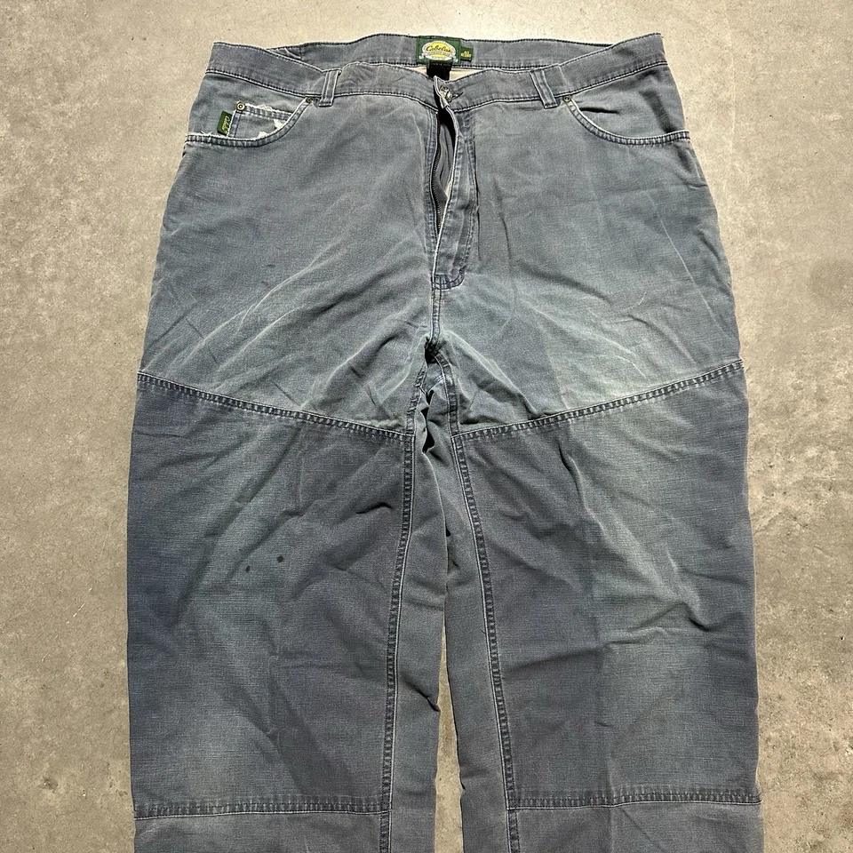 Pantalones Cabelas Hombres 38x36 Lona 5 Bolsillos Doble Rodilla Exterior Azul Verde De Colección Foto 2 de 4