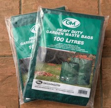 X2 100L Heavy Duty Garden Waste Bags | Ground Master 150gsm | Inc Tipping Handle