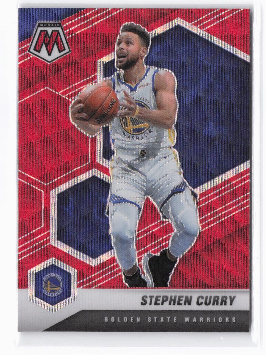 2020-21 Panini Mosaic Stephen Curry #175 Mosaic Red Wave Golden State Warriors