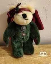 Boyds Bear Arinna Green  Red Christmas Angel Wing Jointed Plush Teddy Bear