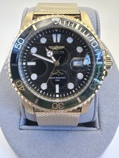 Invicta Pro Diver Curve 47179 Men's 43mm Gold Mesh Black Dial Quartz Watch NIB