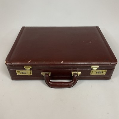 Vintage braune Leder Aktentasche Zahlenschloss Verkäufer Anwalt Attache Case