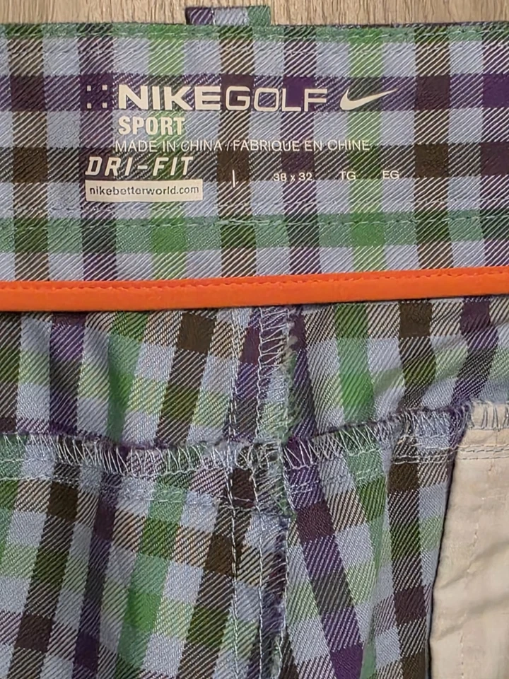 NIKE GOLF Sport Dri Fit Pants Men's 38x32 Multicolor Checks Cotton & Spandex - Image 3 of 4