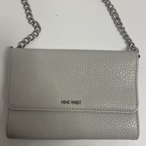 Nine West Purse Handbag Crossbody Pebbled Gray with Adjustable Chain Strap