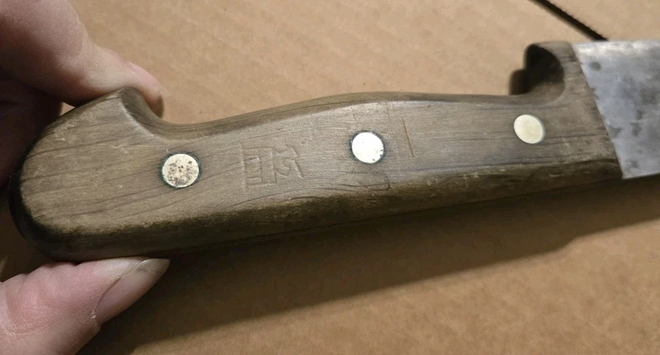 Cuchillo de carnicero grande de colección Gustav Emil Ern Solingen Alemania hoja de 10" Foto 2 de 4