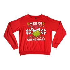 The Grinch Merry Grinchmas Red Sweatshirt M Dr. Seuss Holiday Crewneck Pullover