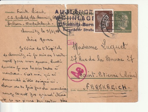 Zwangsarbeiterpost, Chemnitz, Ausländer Wohnlager,Ch-Borna, Firma C.G.Haubold