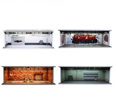 DE 1:64 Diorama Parkplatz Szene Modell LED Diecast Car Garage Szene Display Case