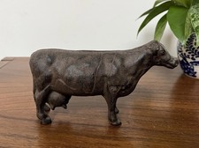 Vintage Cast Iron Dairy Milk Cow Steer 6” Figurine Figure Door Stop 2 lbs