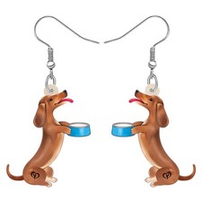 Acrylic Cute Dachshund Earrings Dangle Puppy Pet Jewelry for Women Dog Gift - 01