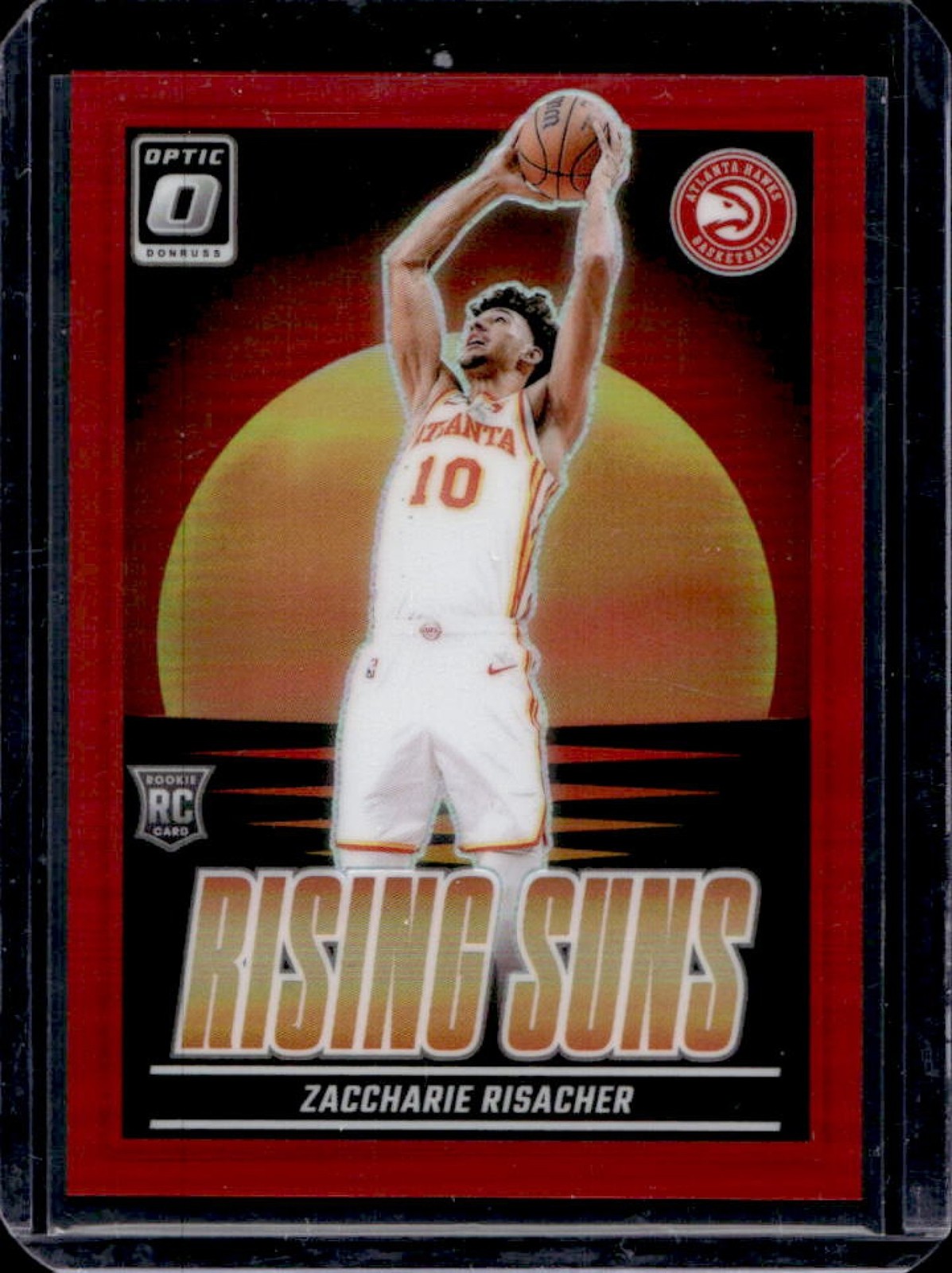2024-25 Donruss Optic Zaccharie Risacher Rising Suns RC Red #/99 Hawks