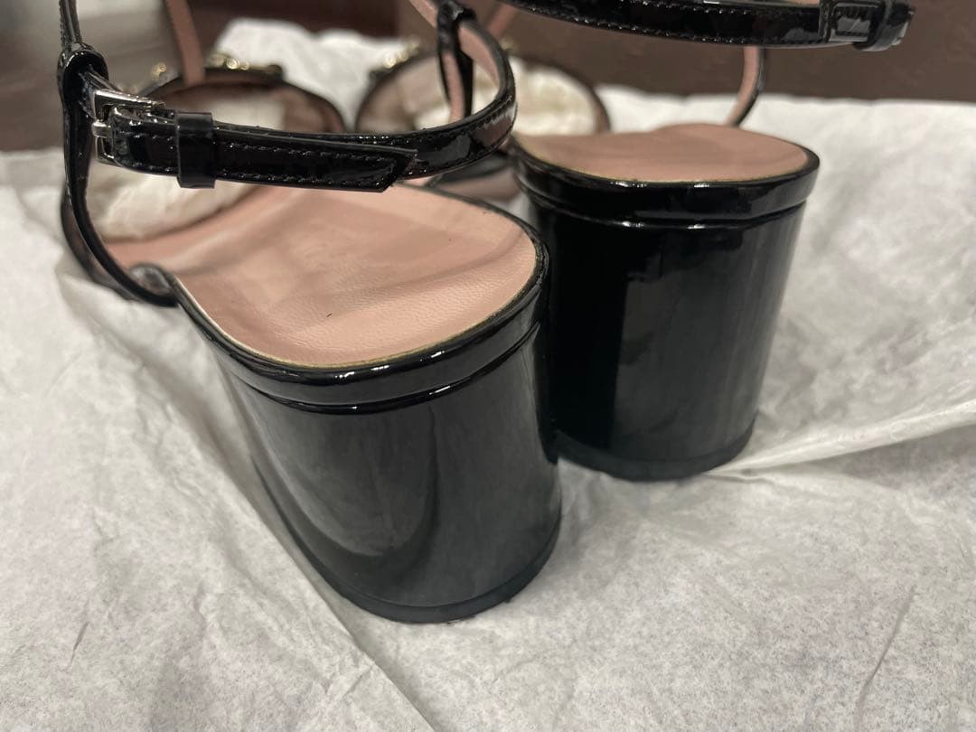 Gucci Horsebit Sandals T-Strap Black Patent Leather Size 36.5 Abt US 6.5 Women thumbnail 9