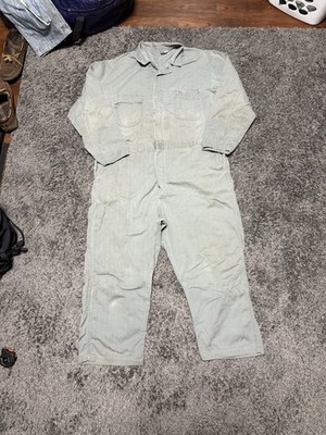 Vintage 1950 s Coveralls With Nice Wear And Fading On The Gripper Zipper