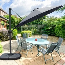 10FT Cantilever Patio Umbrella Aluminum Windproof Umbrella with 360 Rotation