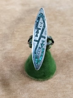 Vtg NATIVE AMERICAN Ring Navajo Turquoise Signed RB #D2