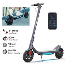 Electric Scooter Adult 500W Range 10″ Tire E-Scooter 31 Miles 25km/h Speed & APP