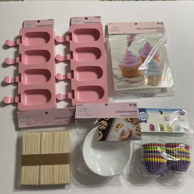 #ad Baking Supplies Bundle Cake Pop Cakesicle Molds Icing Bags Cups Sticks Cookie $9.17