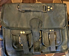 11 x 13 black leather messenger bag