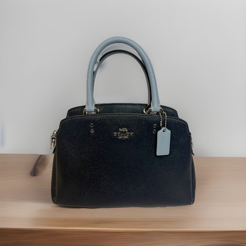 Coach Mini Lillie Carryall Color Block Navy Blue/Powder Blue & Silver VGUC