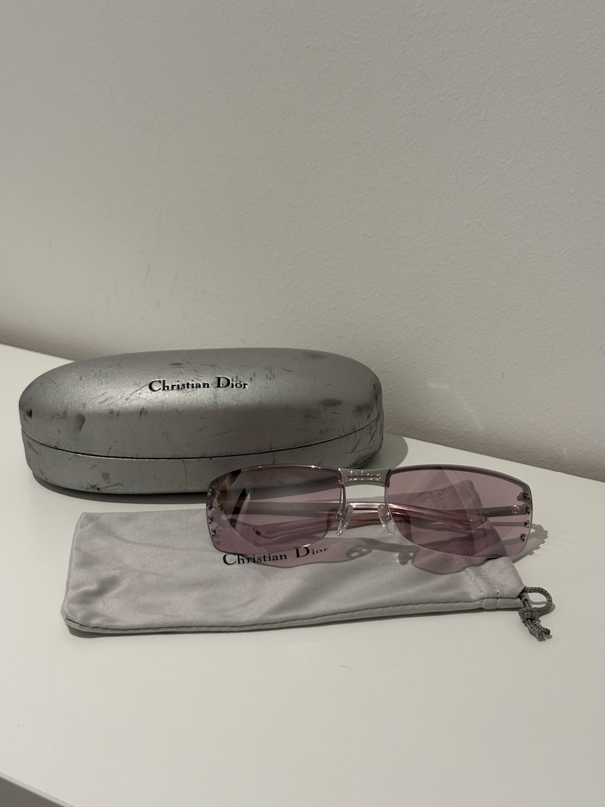 Vintage Christian Dior Sunglasses Pink Y2K Style With Star Details