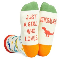 Zmart Funny Dinosaur Socks for Adults - Medium, Just Loves Dinosaurs White