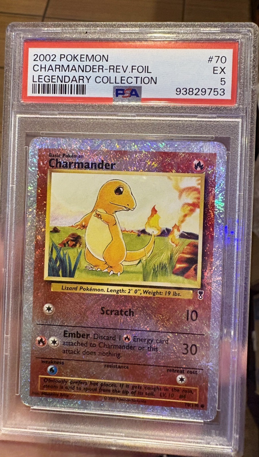 2002 POKEMON CHARMANDER REVERSE HOLO FOIL LEGENDARY COLLECTION #70 PSA 5