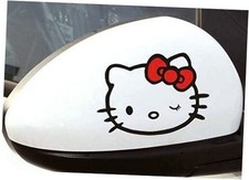 2pcs Auto Cat Mirror Stickers, White is Printed, Full Decal - Cute Car